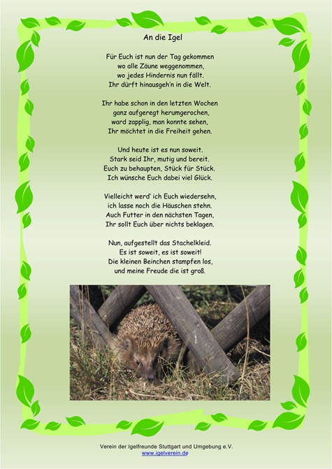 Gedicht - An die Igel